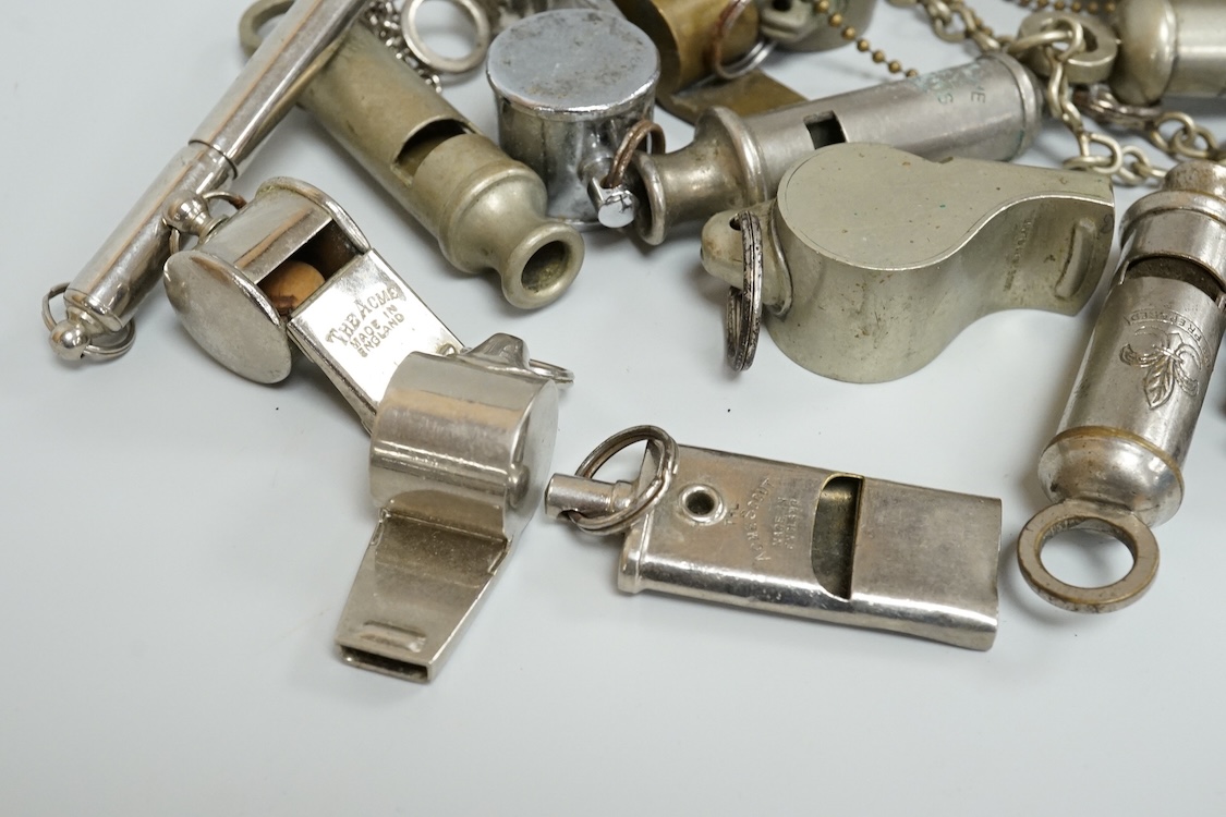 A collection of assorted penknives and whistles